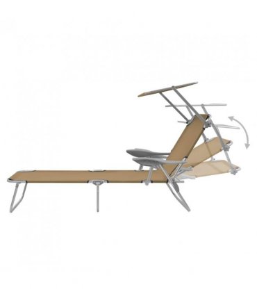 vidaXL Sunlounger | Taupe | Powder-coated steel, Oxford fabric | Medium
