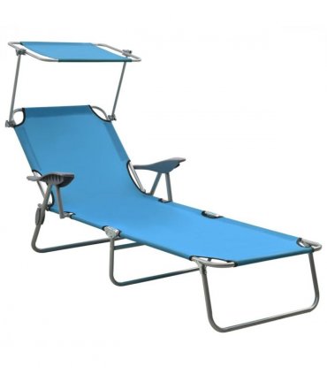 vidaXL Outdoor Sunbed | Blue | Powder-coated steel, fabric | Standard | Foldable