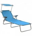 vidaXL Outdoor Sunbed | Blue | Powder-coated steel, fabric | Standard | Foldable