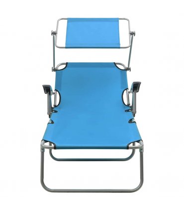 vidaXL Outdoor Sunbed | Blue | Powder-coated steel, fabric | Standard | Foldable