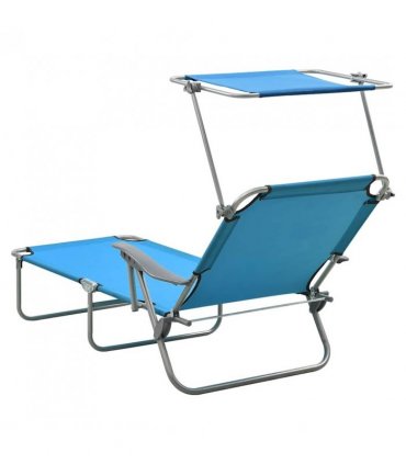vidaXL Outdoor Sunbed | Blue | Powder-coated steel, fabric | Standard | Foldable