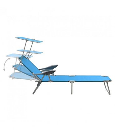 vidaXL Outdoor Sunbed | Blue | Powder-coated steel, fabric | Standard | Foldable