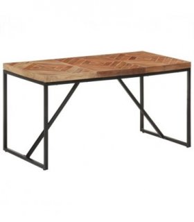 vidaXL Dining Table 140x70x76 cm Solid Acacia and Mango Wood — Colour: black, Size: 140 x 70 x 76 cm