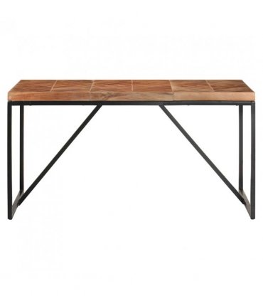 vidaXL Dining Table 140x70x76 cm Solid Acacia and Mango Wood — Colour: black, Size: 140 x 70 x 76 cm