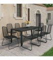 vidaXL Dining Set | Black | WPC, Aluminium, PVC Rattan, Steel | 9-piece set — Size: 184.5 cm table length