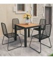 vidaXL Dining Set | Black and Brown | WPC, Aluminium, PVC Rattan, Steel — Size: 79 cm table length