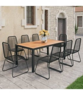 vidaXL Dining Set | Black and Brown — Size: 184.5 cm table length