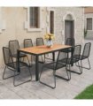vidaXL Dining Set | Black and Brown — Size: 184.5 cm table length
