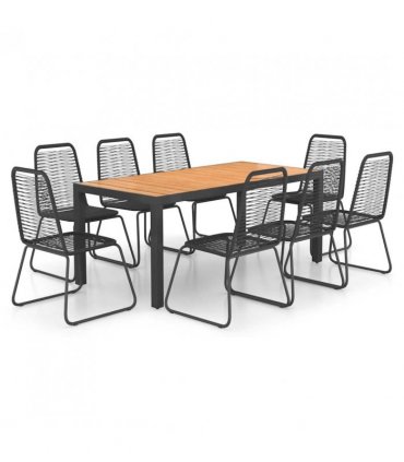 vidaXL Dining Set | Black and Brown — Size: 184.5 cm table length