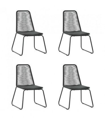 vidaXL Dining Set | Black | PVC Rattan, Powder-Coated Steel, Aluminium, WPC — Size: 150 cm table length