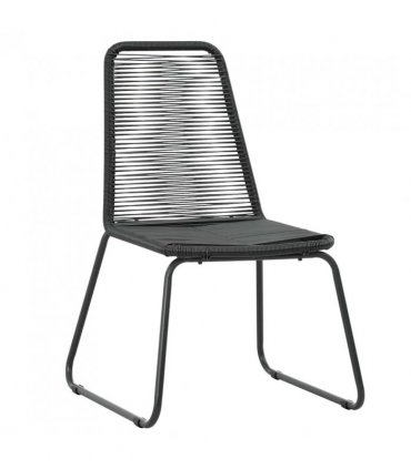vidaXL Dining Set | Black | PVC Rattan, Powder-Coated Steel, Aluminium, WPC — Size: 150 cm table length