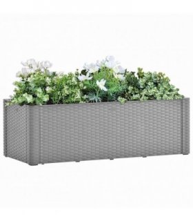 vidaXL Garden Raised Bed with Self Watering System Grey 100x43x33 cm — Size: 100 x 43 x 33 cm
