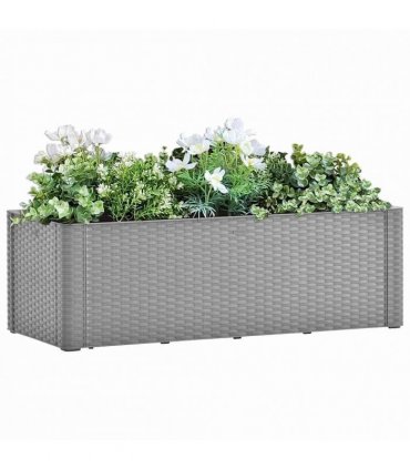 vidaXL Garden Raised Bed with Self Watering System Grey 100x43x33 cm — Size: 100 x 43 x 33 cm