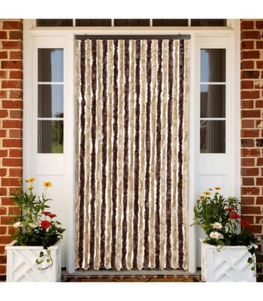 vidaXL Insect Curtain Beige and Light Brown 90x200 cm Chenille — Size: 90 x 200 cm