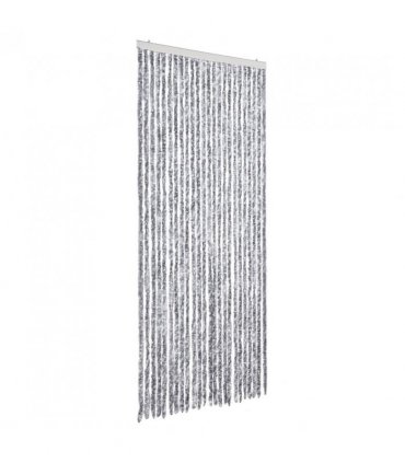 vidaXL Fly Curtain White and Grey 100x230 cm Chenille — Size: 100 x 230 cm