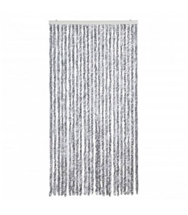 vidaXL Fly Curtain White and Grey 100x230 cm Chenille — Size: 100 x 230 cm