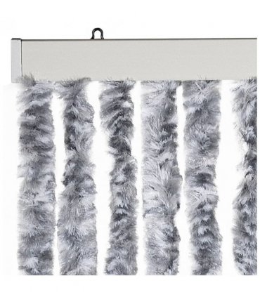 vidaXL Fly Curtain White and Grey 100x230 cm Chenille — Size: 100 x 230 cm