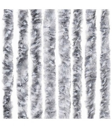 vidaXL Fly Curtain White and Grey 100x230 cm Chenille — Size: 100 x 230 cm
