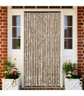 vidaXL Fly Curtain Beige and Brown 90x200 cm Chenille — Size: 90 x 200 cm