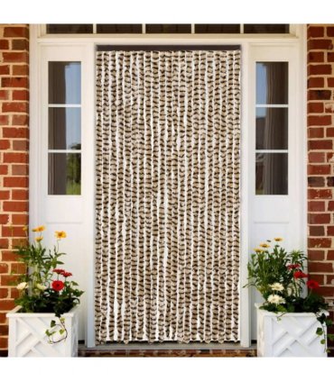 vidaXL Fly Curtain Beige and Brown 90x200 cm Chenille — Size: 90 x 200 cm
