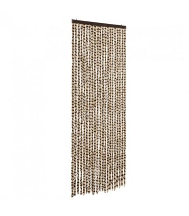 vidaXL Fly Curtain Beige and Brown 90x200 cm Chenille — Size: 90 x 200 cm