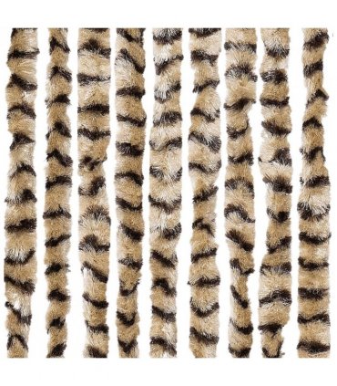 vidaXL Fly Curtain Beige and Brown 90x200 cm Chenille — Size: 90 x 200 cm