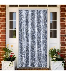 vidaXL Insect Curtain Blue, White and Silver 100x220 cm Chenille — Colour: blue and white, Size: 100 x 220 cm