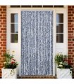 vidaXL Insect Curtain Blue, White and Silver 100x220 cm Chenille — Colour: blue and white, Size: 100 x 220 cm