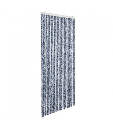 vidaXL Insect Curtain Blue, White and Silver 100x220 cm Chenille — Colour: blue and white, Size: 100 x 220 cm