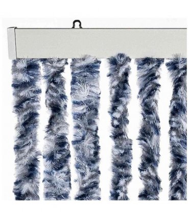 vidaXL Insect Curtain Blue, White and Silver 100x220 cm Chenille — Colour: blue and white, Size: 100 x 220 cm