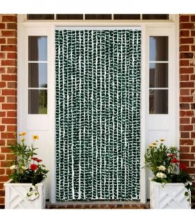 vidaXL Fly Curtain Green and White 90x200 cm Chenille — Size: 90 x 200 cm