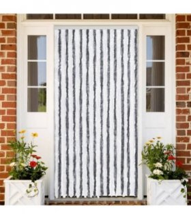 vidaXL Fly Curtain Grey and White 100x200 cm Chenille — Size: 100 x 200 cm
