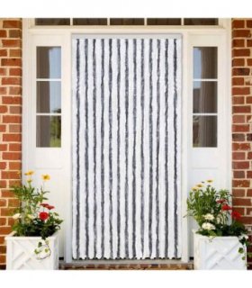vidaXL Insect Curtain Grey and White 118x220 cm Chenille — Size: 118 x 220 cm