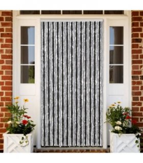 vidaXL Fly Curtain Grey and Black 118x220 cm Chenille — Size: 118 x 220 cm
