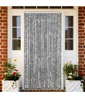 vidaXL Fly Curtain Grey and Black and White 100x230 cm Chenille — Size: 100 x 230 cm