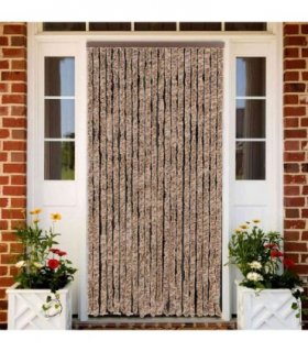 vidaXL Fly Curtain Beige and Dark Brown 90x220 cm Chenille — Size: 90 x 220 cm
