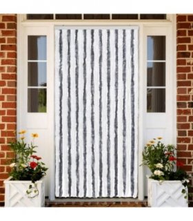 vidaXL Insect Curtain Grey and White 90x220 cm Chenille — Size: 90 x 220 cm
