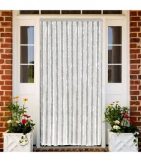 vidaXL Fly Curtain Light Grey and White 100x220 cm Chenille — Size: 100 x 220 cm