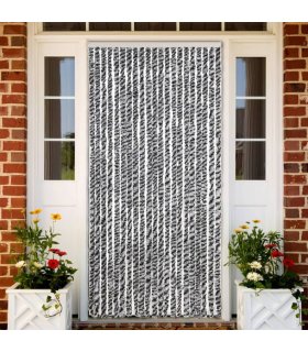 vidaXL Fly Curtain Grey and Black and White 90x220 cm Chenille — Size: 90 x 220 cm