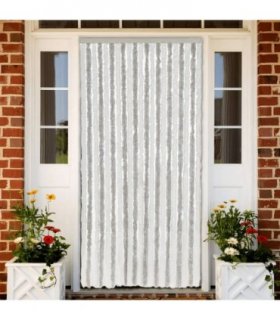 vidaXL Fly Curtain Light Grey and White 90x200 cm Chenille — Size: 90 x 200 cm