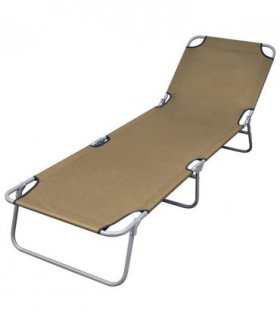 vidaXL Sunlounger | Taupe | Powder-Coated Steel | 189 x 58 x 27 cm | Foldable