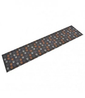vidaXL Kitchen Rug Washable Paws 60x300 cm Velvet — Colour: grey with paw prints, Size: 60 x 300 cm