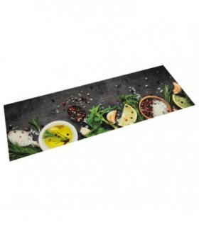 vidaXL Kitchen Rug Washable Spices 45x150 cm Velvet — Colour: dark grey, Size: 45 x 150 cm