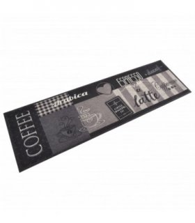 vidaXL Kitchen Rug Washable Coffee Black 45x150 cm Velvet — Size: 45 x 150 cm