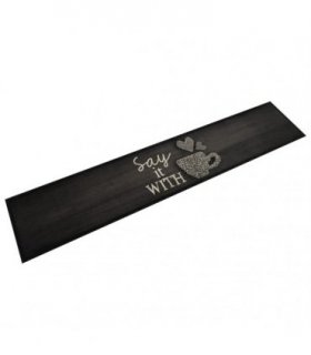 vidaXL Kitchen Rug Washable Cup Black 60x300 cm Velvet — Size: 60 x 300 cm
