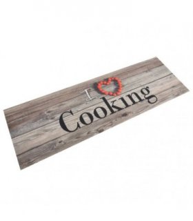 vidaXL Kitchen Rug Washable Cooking Grey 60x180 cm Velvet — Colour: wood, Size: 60 x 180 cm