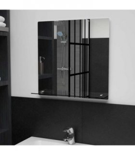 vidaXL Wall Mirror with Shelf 50x50 cm Tempered Glass — Size: 50 x 50 cm