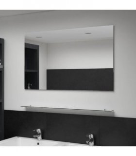 vidaXL Wall Mirror | Transparent | Tempered Glass | 100x60 cm — Size: 100 x 60 cm (1 shelf)