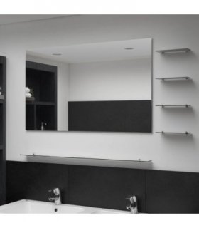 vidaXL Wall Mirror with 5 Shelves Silver 100x60 cm — Size: 100 x 60 cm (5 shelves)