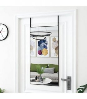 vidaXL Door Mirror Black 50x100 cm Glass and Aluminium — Size: 50 x 100 cm